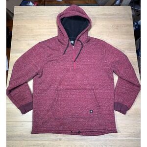 Rebel Star Men's Heathered Burgundy Sherpa Lined Half Zip Hoodie XL